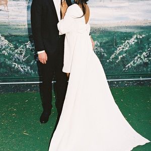 White Bridal Wedding Dress with train